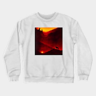 red wolfs in hell wall art Crewneck Sweatshirt